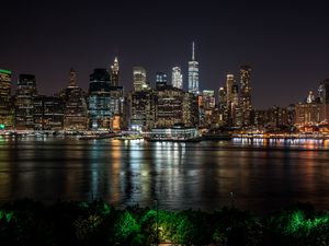 Preview wallpaper new york, usa, night city, panorama, skyscrapers