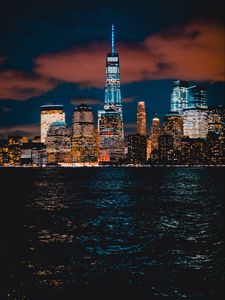 Preview wallpaper new york, usa, skyscrapers, shore, night