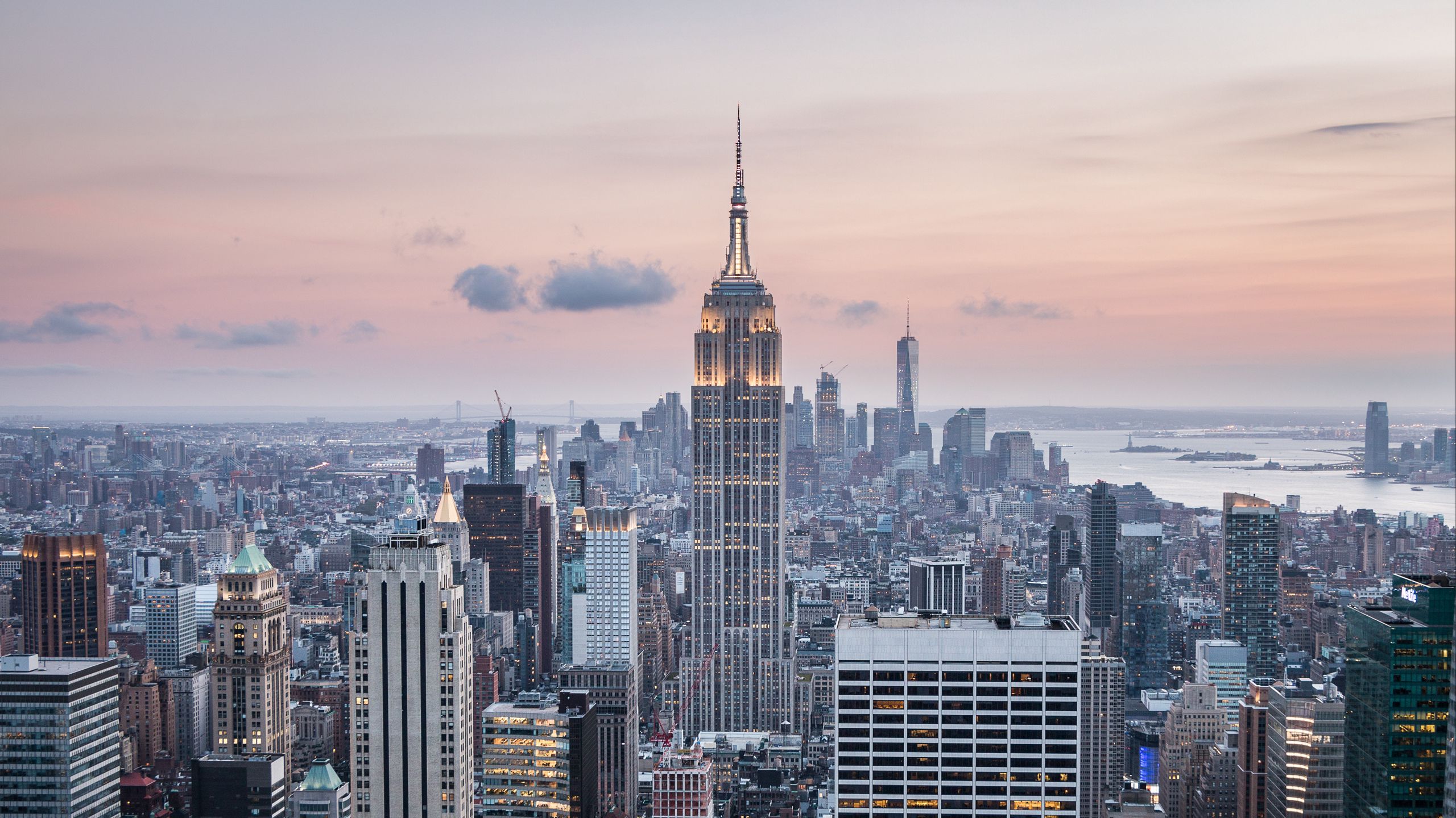 Download Wallpaper 2560x1440 New York Usa Skyscrapers Top View 