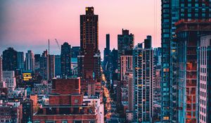 Preview wallpaper new york, usa, skyscrapers, evening