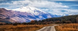 Preview wallpaper new zealand, glenorchy, mountain, field, road