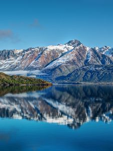 Preview wallpaper new zealand, mountains, river, sea, sky, landscape