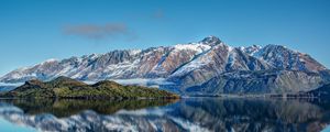 Preview wallpaper new zealand, mountains, river, sea, sky, landscape