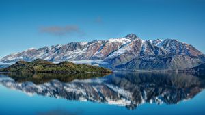 Preview wallpaper new zealand, mountains, river, sea, sky, landscape