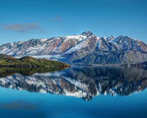 Preview wallpaper new zealand, mountains, river, sea, sky, landscape