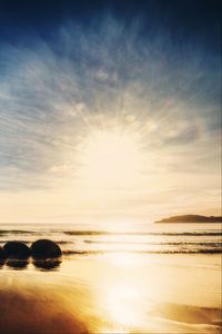 Preview wallpaper new zealand, ocean, sunrise, rocks