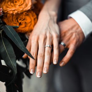 Preview wallpaper newlyweds, hands, rings, love, couple