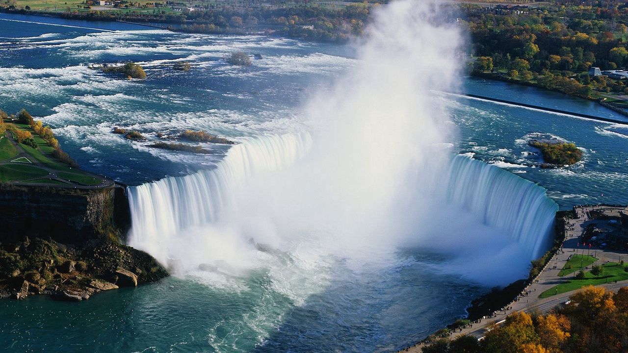 Wallpaper niagara falls, fog, water, height