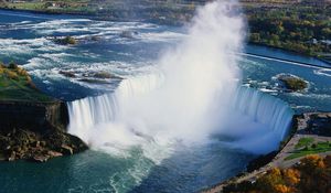 Preview wallpaper niagara falls, fog, water, height