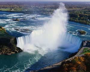 Preview wallpaper niagara falls, fog, water, height