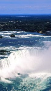 Preview wallpaper niagara falls, fog, water, height, stream, people