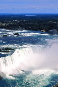 Preview wallpaper niagara falls, fog, water, height, stream, people