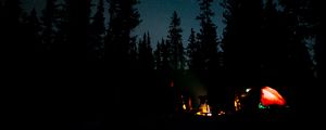 Preview wallpaper night, campfire, camping, forest