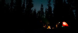 Preview wallpaper night, campfire, camping, forest