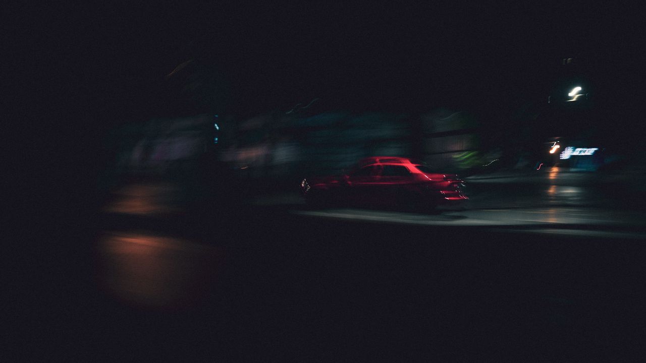 Wallpaper night, car, motion, blur, dark