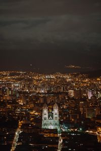 Preview wallpaper night city, aerial view, buildings, architecture, lights, cityscape