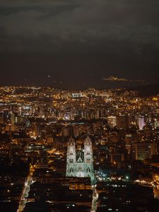 Preview wallpaper night city, aerial view, buildings, architecture, lights, cityscape