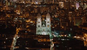 Preview wallpaper night city, aerial view, buildings, architecture, lights, cityscape