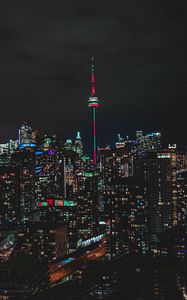 Preview wallpaper night city, aerial view, buildings, metropolis, toronto, canada