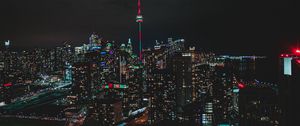 Preview wallpaper night city, aerial view, buildings, metropolis, toronto, canada