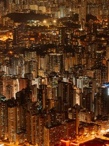 Preview wallpaper night city, aerial view, buildings, architecture, metropolis