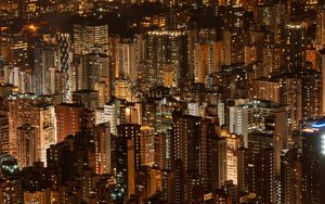 Preview wallpaper night city, aerial view, buildings, architecture, metropolis