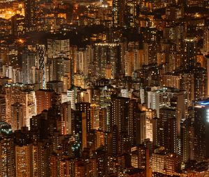 Preview wallpaper night city, aerial view, buildings, architecture, metropolis