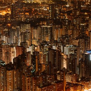 Preview wallpaper night city, aerial view, buildings, architecture, metropolis