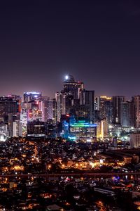 Preview wallpaper night city, aerial view, buildings, lights, dark, night