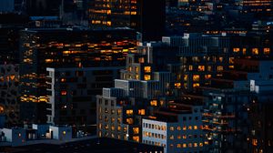 Preview wallpaper night city, aerial view, buildings, dark, architecture