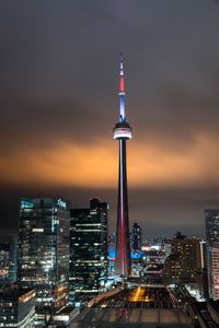 Preview wallpaper night city, aerial view, buildings, tower, architecture