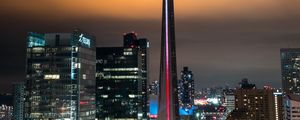 Preview wallpaper night city, aerial view, buildings, tower, architecture
