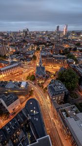 Preview wallpaper night city, aerial view, city, lights