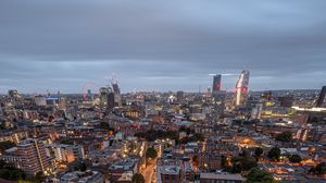 Preview wallpaper night city, aerial view, city, lights