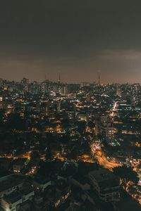 Preview wallpaper night city, aerial view, city lights, buildings, skyline, panorama