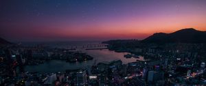 Preview wallpaper night city, aerial view, city lights, south korea