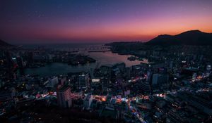 Preview wallpaper night city, aerial view, city lights, south korea