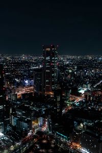 Preview wallpaper night city, aerial view, city lights, overview, skyline, night