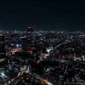 Preview wallpaper night city, aerial view, city lights, overview, skyline, night