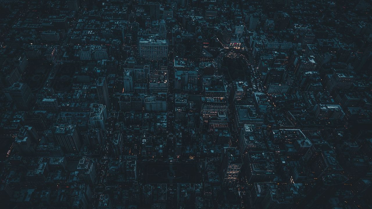 Wallpaper night city, aerial view, city lights, metropolis, night, new york, usa