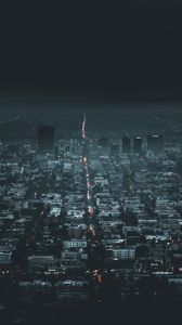 Preview wallpaper night city, aerial view, city lights, los angeles, usa