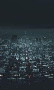 Preview wallpaper night city, aerial view, city lights, los angeles, usa