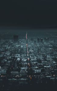 Preview wallpaper night city, aerial view, city lights, los angeles, usa
