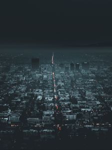 Preview wallpaper night city, aerial view, city lights, los angeles, usa