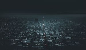 Preview wallpaper night city, aerial view, city lights, los angeles, usa