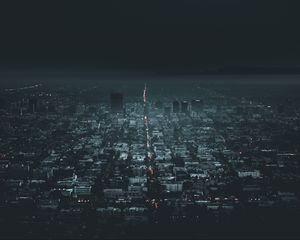 Preview wallpaper night city, aerial view, city lights, los angeles, usa