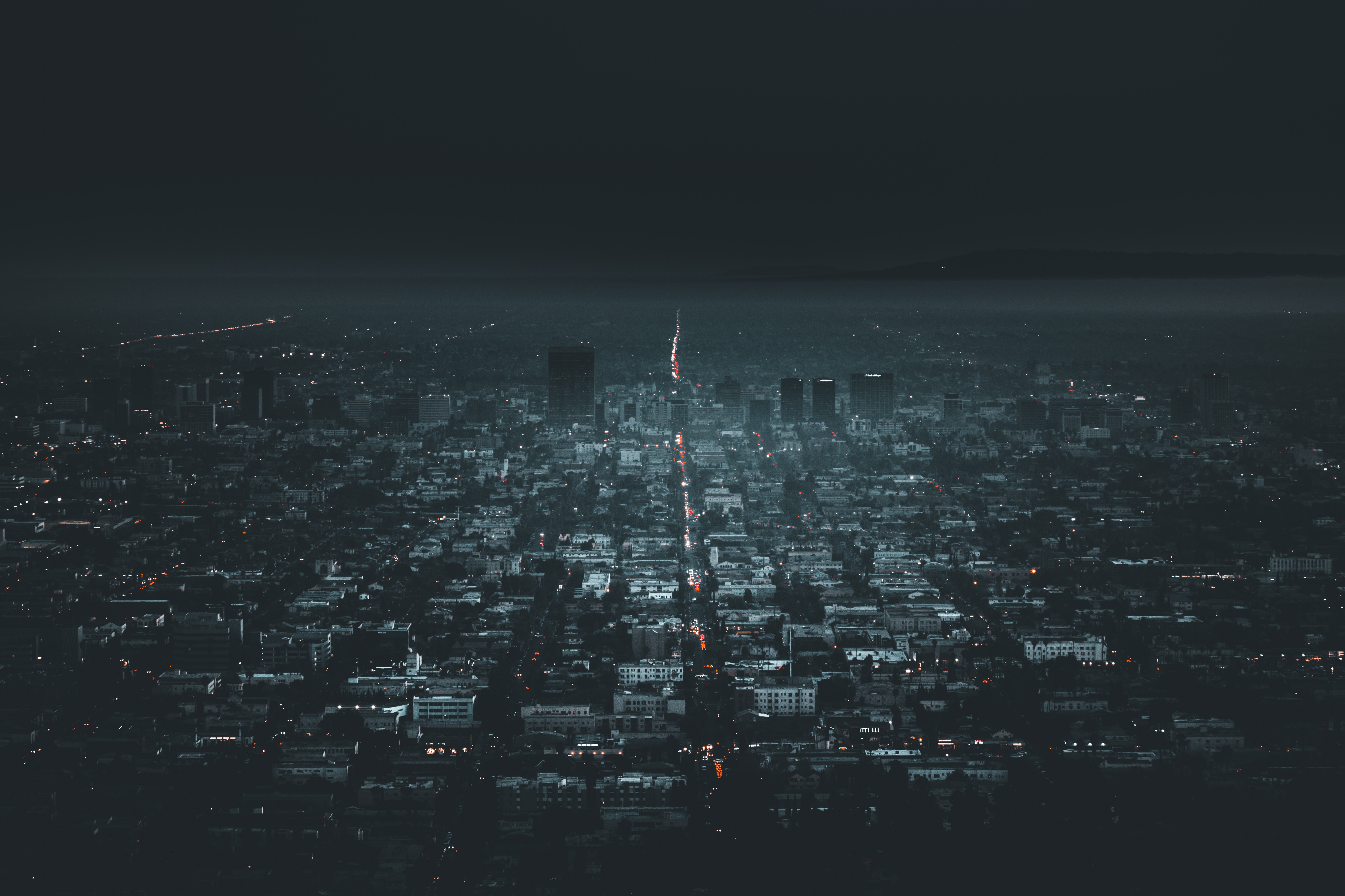 5320x3547 Wallpaper night city, aerial view, city lights, los angeles, usa