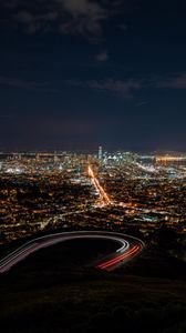 Preview wallpaper night city, aerial view, city lights, overview, night, san francisco, usa