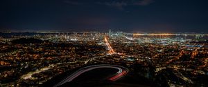 Preview wallpaper night city, aerial view, city lights, overview, night, san francisco, usa