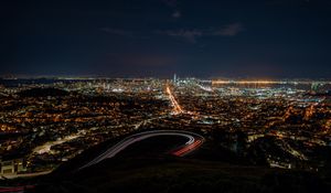 Preview wallpaper night city, aerial view, city lights, overview, night, san francisco, usa